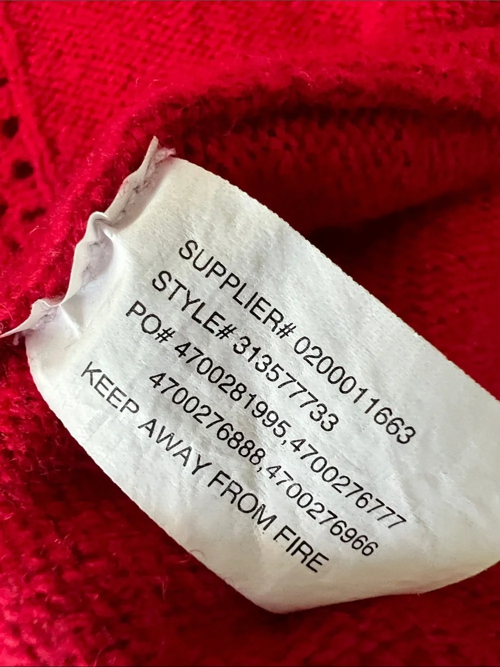 Polo by Ralph Lauren | Kids Bright Red Cropped Cardigan Scalloped Edges Sz XL - Picture 9 of 11